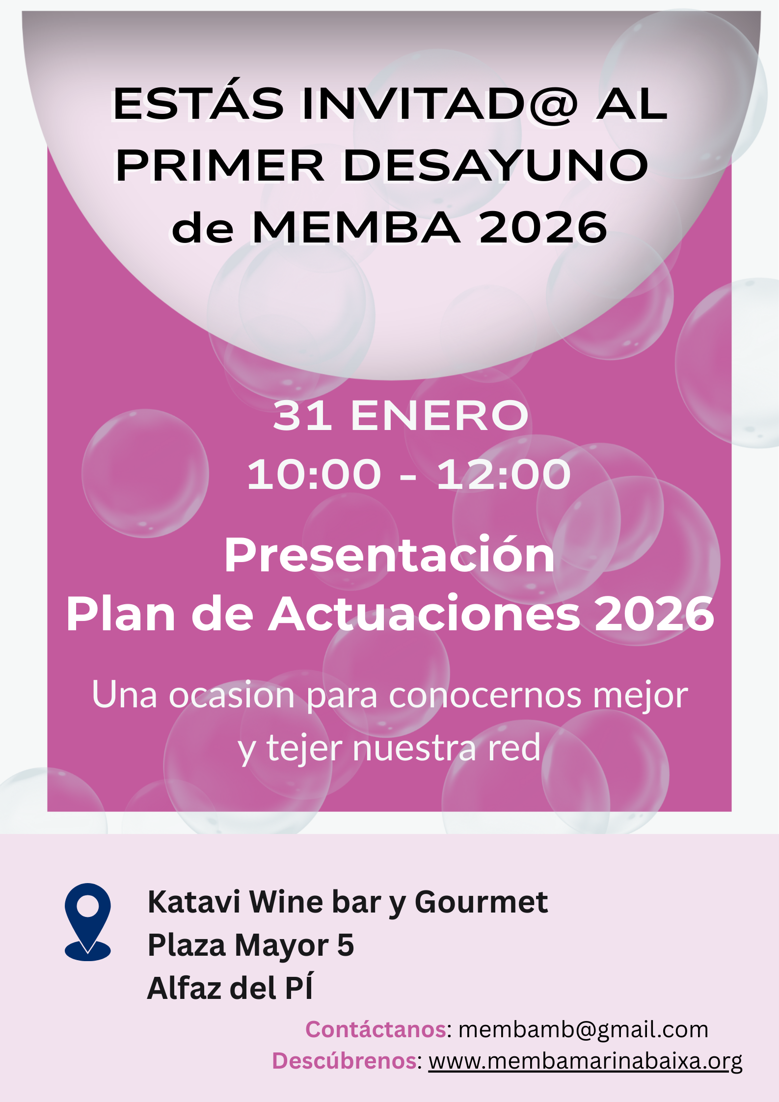 invitacion al evento del 31/01/2026 de 10 a 12